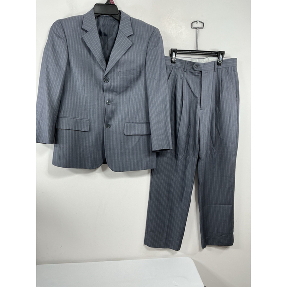 Boys Excellent Condition Yiero Richi 2 Pc Jacket Pants Suit 16 Gray Pin Stripe